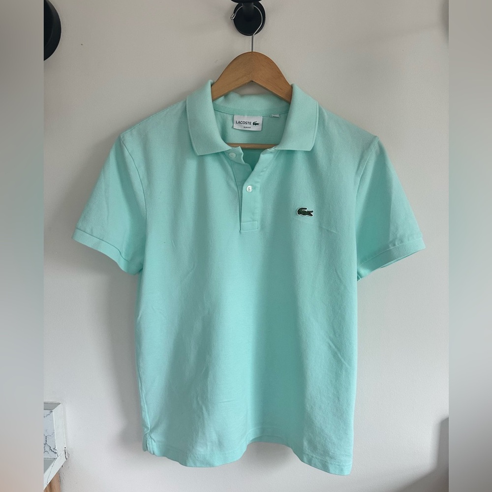Lacoste Mint Green Polo Shirt Women’s Slim Fit Size 5 Small Medium Classic Logo
